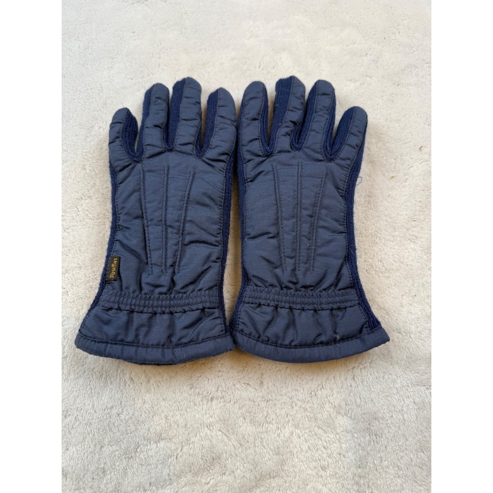 Fowlies Womens One Size Navy Blue Quilted Gloves Knit Trim‎